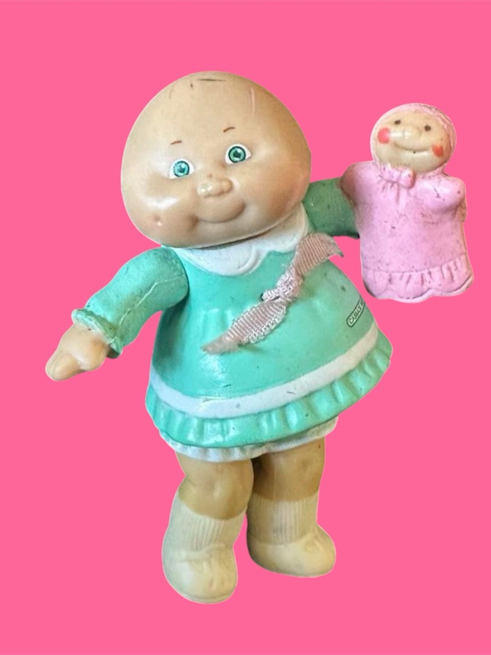 Vintage 1984 Cabbage Patch Kids Doll Toy Baby Pink Mini Figure PVC  Poseable